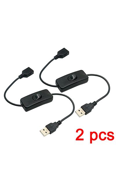 JIENUO 2 Pcs Black 2 Pcs Usb Cable With Switch On/off Cable Extension Toggle For Usb Lamp Usb Fan Power Sup