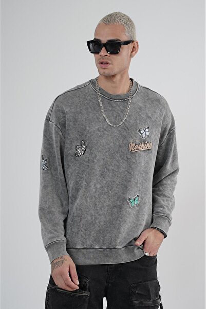 Butik TREND BİZ Велосипедний комір з вишивкою Oversize чоловічий світшот