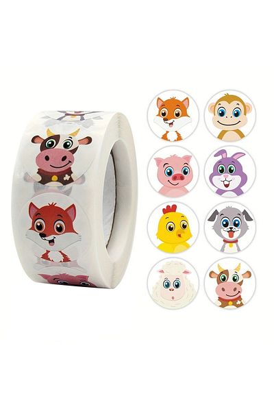 Choice 500Pcs/Roll Cartoon Animal Reward Stickers 2.5cm/1.0in Diy Decor Perfect For Learning Games Noteb...