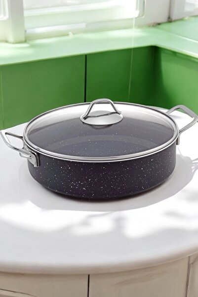 Gökdil Cantef Yanmaz Yapışmaz 28 Cm Metal Kulplu Karnıyarık Granit Tencere