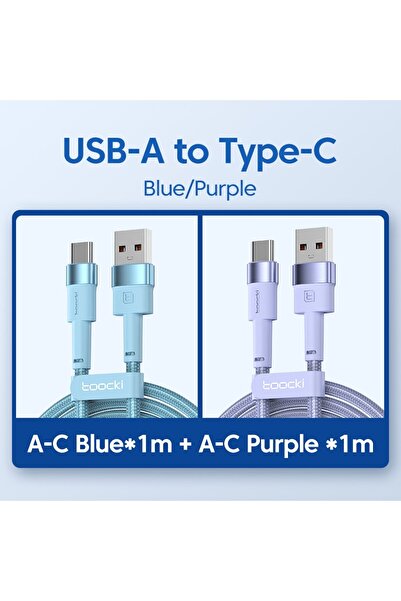 Choice كابل USB-C من النوع C من توكي، عبوة من قطعتين، أزرق وبنفسجي، بقوة 3 أم...