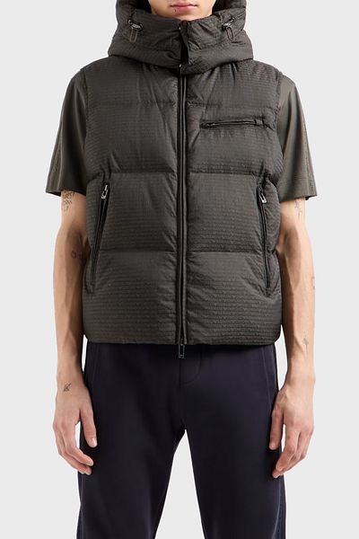 Emporio Armani معطف جاكار بغطاء للرأس للرجال - معطف بقصة عادية 6D1B66 1NNXZ 05A6