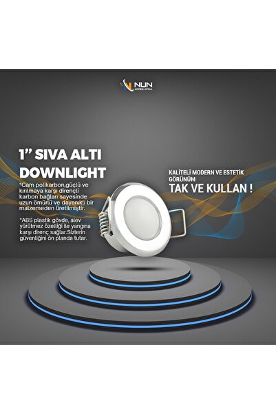 NUN AYDINLATMA 1 inç Spot PC+ABS 220V 1.5W O/B Driver Sıva Altı Led Lamba