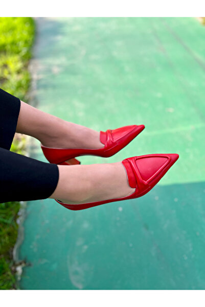 D&A İzland Shoes Kadın Yeni Tasarım Hakiki Derili Kırmızı Renk Topuklu Ayakkabı