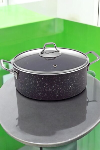 Gökdil Cantef Fireproof Non-Stick 24 cm Deep Granite Pot with Metal Handle
