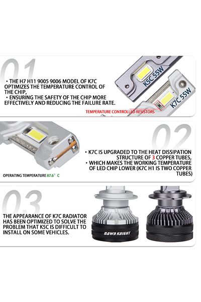 Choice 9005/hb3 4300k 150w Dawnknight K7c 4300k H7 H4 H11 Led Lamp 3 Copper Tube Led Lights For Car H1 Hb3