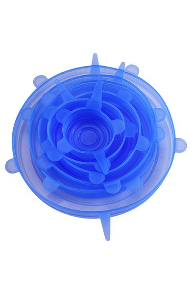Choice Blue6pc 6pcs Food Grade Silicone Preservation Cover Reusable Airtight Food Universal Dish Stretch Ro