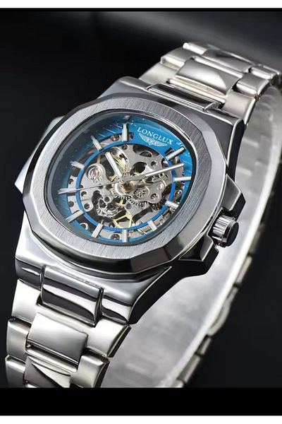 LONGLUX Swiss Design Stainless Steel Work-Up Men's Handle Time Foot-Up Functional Watch