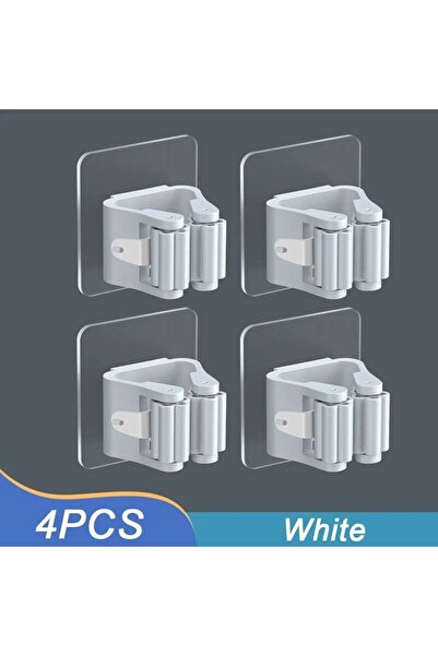 Choice 4 قطع بيضاء 4 قطع من خطاف الممسحة بدون مشبك تثبيت للمكنسة مع حامل سحري...