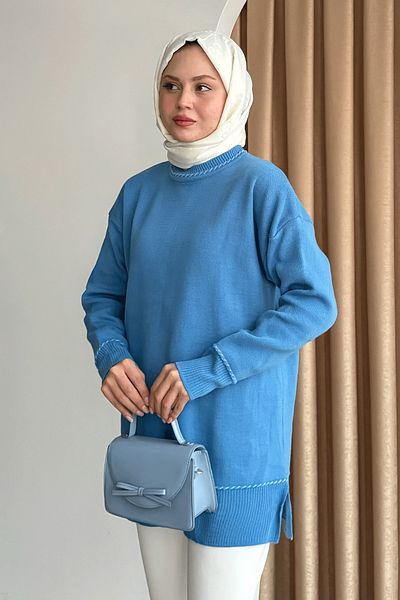 InStyle سترة تريكو أساسية باللون الأزرق