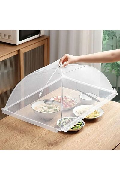 Choice غطاء طعام أبيض شبكي قابل للطي وقابل للغسل ومضاد للحشرات وغطاء للأطباق الواقية مقاس 48 × 48 × 24 سم