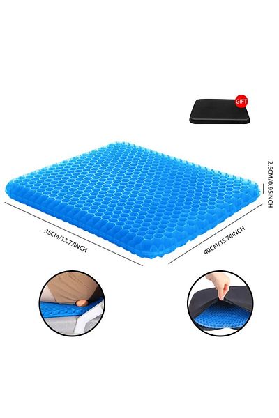 Choice 40x35cm Blue Gel Seat Cushion Summer Breathable Honeycomb Design For Pressure Relief Back Tailbone P