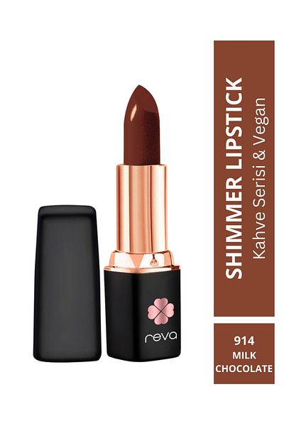 REVA Shimmer Lipstick Milk Chocolate-Brown Series-Sparkle Lipstick Coffee Series No:914 4 Gr