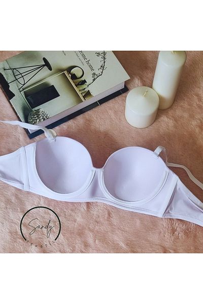 Koza soft Women's Padded Micro White Strapless Bra