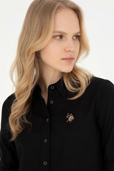 U.S. Polo Assn. Cămașă de bază cu mânecă lungă, amestecată de in, cu croiala normală 1840395