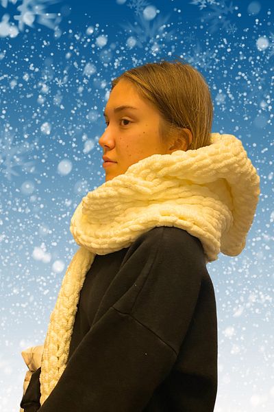 TULEK Ecru Colored Soft Balaklava - Scarf Beanie