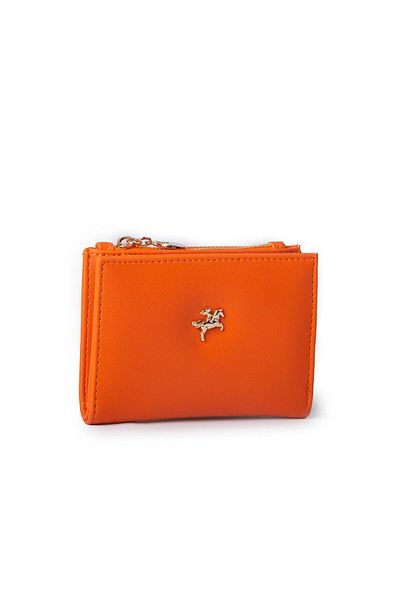 Nas Bag Women's Thin Small Size Card Holder Orange Dona with Paper and Coin Function