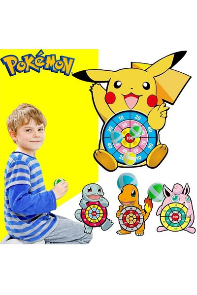 Choice Pokemon Children Cartoon Pikachu Squirtle Dart Board Sticky Ball Family Sports Game Interactive E...