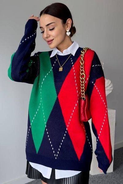 Ded COLLECTION Pulover de damă cu model Argyle, croială relaxată, cu textura moale