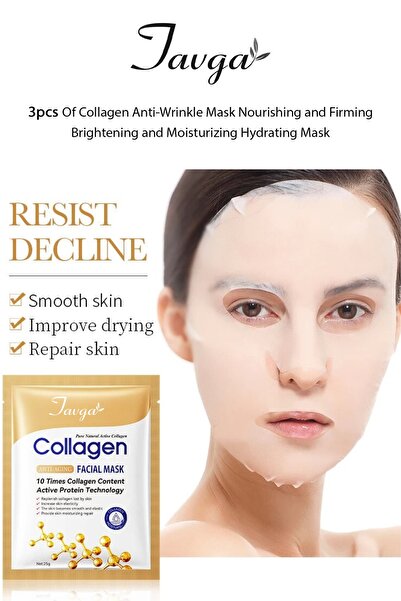 TAVGA 3 Adet Professional Kolajen Cilt Maskesi Doğal Yüz Bakım Maskesi