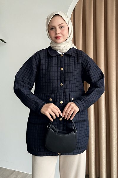 InStyle Μπλε καπάκι με καπιτονέ τσέπη τσάντας