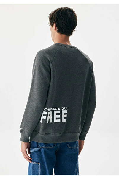 Ltb Slogan Crew Neck Dark Gray Sweatshirt