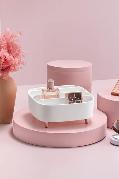 Fesya Home Bella 4 Compartments White Makeup Organizer - Luxury Jewelry