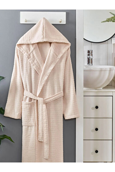 FOURAA Cotton Dressing Gown Hooded Bath Robe - 1 Piece