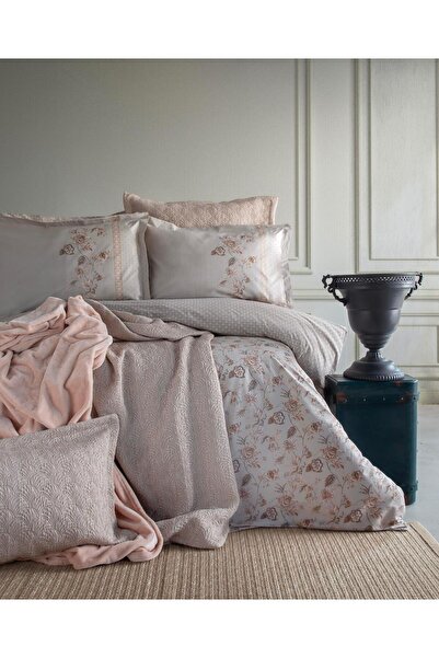 Apricitas HOME Çift Kişilik Alberta Blush Nevresimli Yatak Örtülü Battaniyeli...