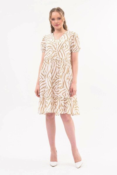 Apsen Collection فستان ميدي نسائي من Apsen بياقة على شكل V وربطة عنق 4440-100