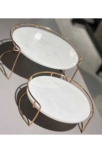 Sümeyra Marble Art Lego - Double Marble Presentation Table