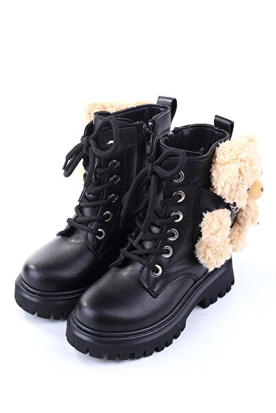 Papuçsepeti Papuç Sepeti 4182 Ayıcıklı Fermuarlı Kaymaz Taban Kız Çocuk Bot