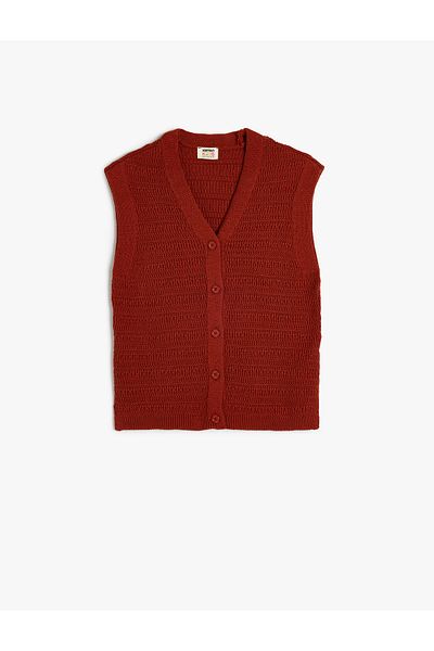 Koton Buttoned V-Neck Knitwear Vest