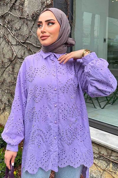 Neva Style تونيك حجاب ليلك - 13512LILA