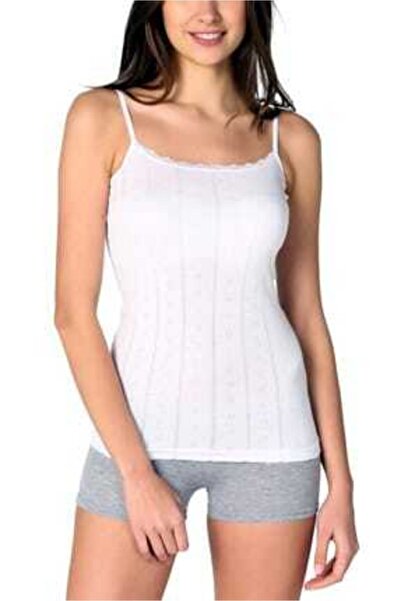 KEYAL Tutku Жіночий білий 6-пакетний жакардовий бавовняний майка з бретельками