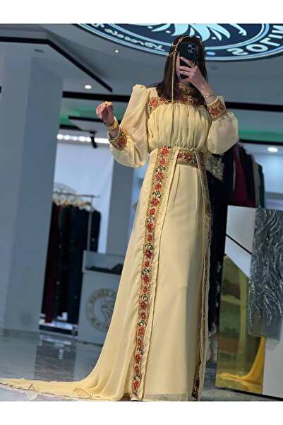 SOLİN YÖRESEL Kadın Düğünlük Yöresel Elbise Tesettür Model Hakim Yaka Palerinli