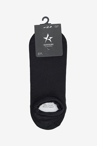 ALTINYILDIZ CLASSICS Men's Black Silicone Supported 3-Piece Sneaker Socks