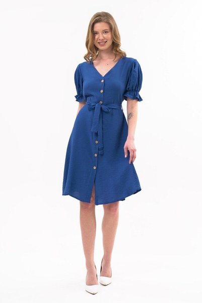 Apsen Collection Apsen Γυναικείο φόρεμα με ζώνη και κουμπιά, νέα σεζόν, λαιμό...