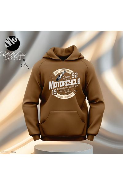 Gölge Store Motor Cycles Text Reflective - Ανδρικό Γυναικείο Φούτερ, Slimfit Hoodie