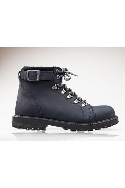 JOJO KIDS unisex παιδικές μπότες από γνήσιο δέρμα, μπότες με κορδόνια με φερμουάρ, μπότες με επένδυση από γούνα