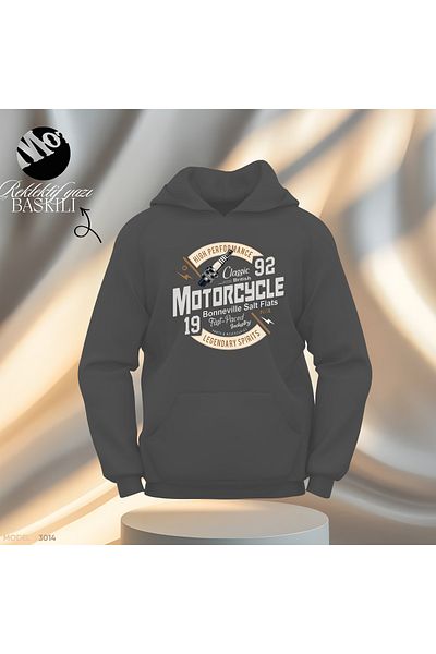 Gölge Store Motor Cycles Text Reflective - Ανδρικό Γυναικείο Φούτερ, Slimfit Hoodie