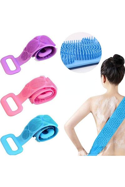 çeçem ticaret Double Sided Bath Back Scrub Silicone Shower Loofah Brush 70 Cm