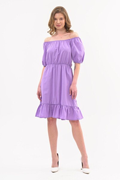 apsen فستان نسائي من القطن المرن بلون أرجواني 4367-95