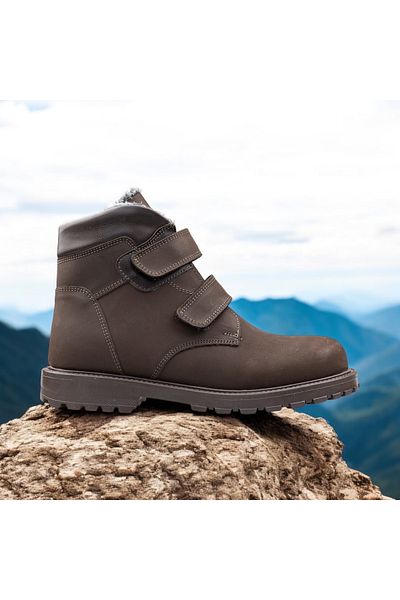 JOJO KIDS unisex παιδικές μπότες από γνήσιο δέρμα, μπότες εφήβων, μπότες velcro, μπότες με εσωτερική γούνα