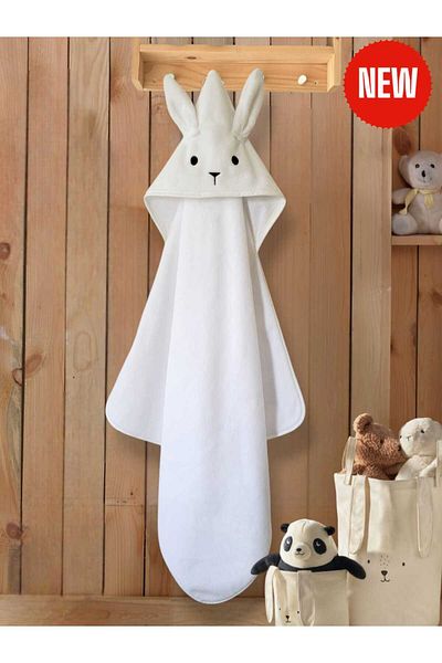 Alpar Tekstil Baby Girl-Boy/Newborn 80X80Cm White/Rabbit Cotton Bath Towel