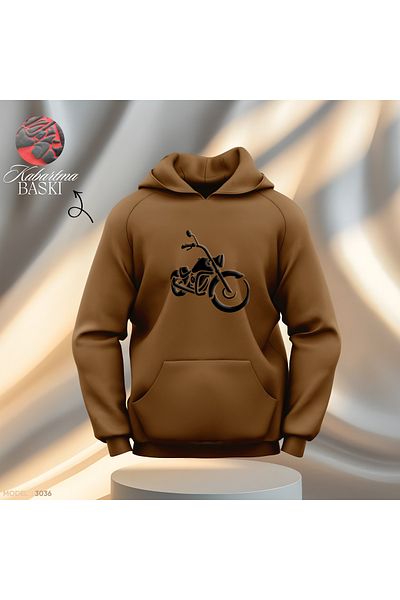 Gölge Store Ειδικό σχέδιο με τυπωμένο κινητήρα και μοτοσικλετιστή |   Ανδρικό γυναικείο φούτερ με κουκούλα Slimfit