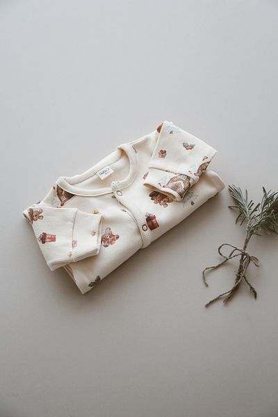 DoDo'S Baby Cookie Man Patterned Organic Camisole Baby Romper