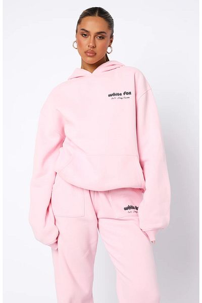 The Champ Clothing Wf Pink Women's Era 8 Lounge Essentials Written Hooded Oversize Hoodie