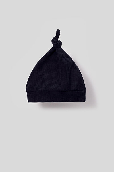 Bubito Waffle Combed Baby Romper with Cap - Navy Blue