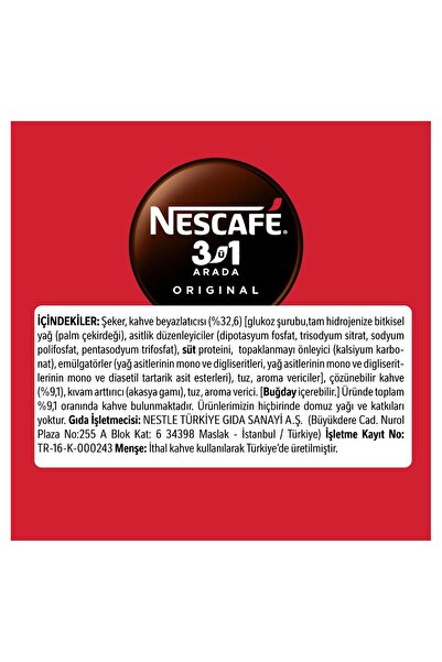 Nescafe 3Ü1 Arada Orijinal Kahve 17,5 Gr X 48 Adet